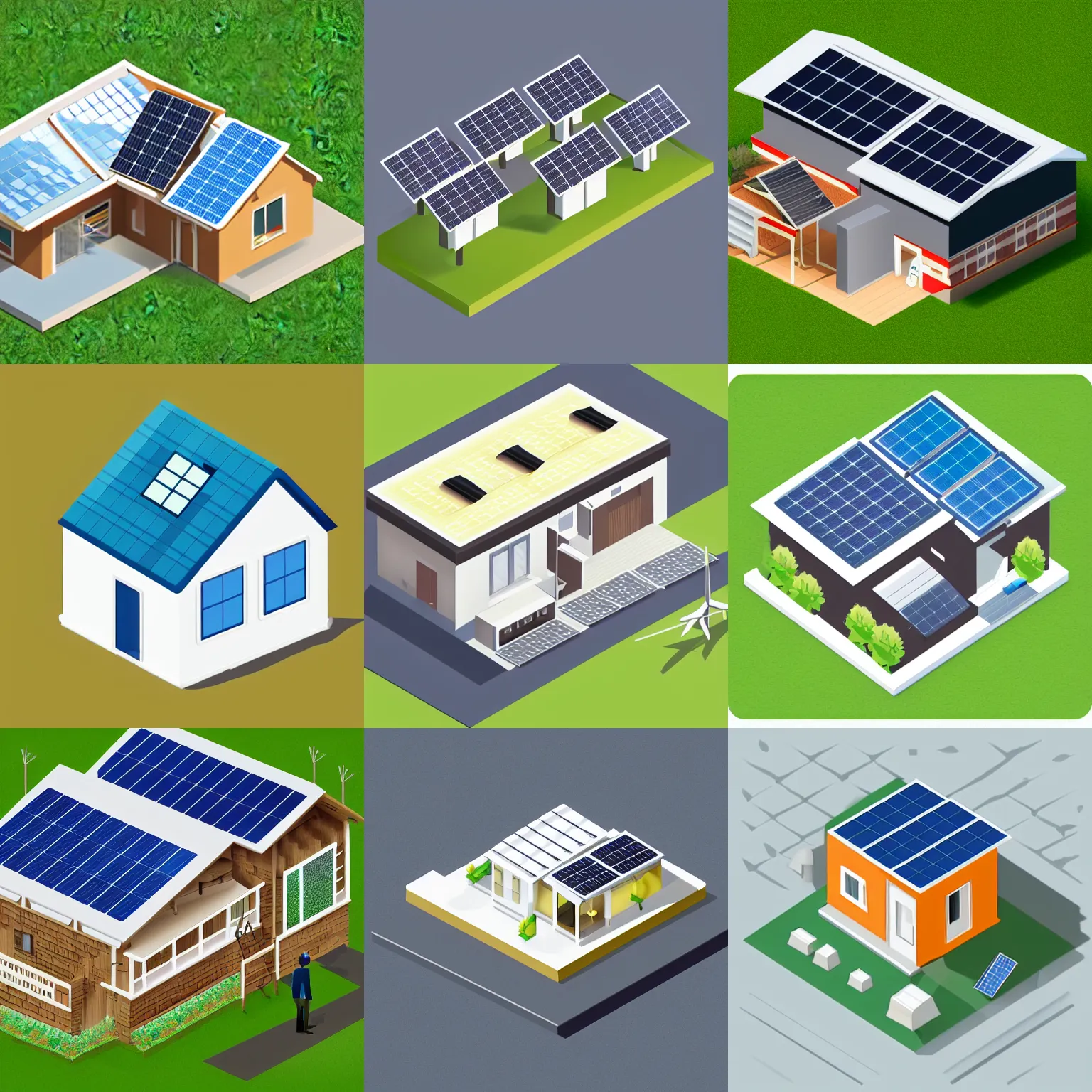 Prompt: webdesign icon for renewable energy roof house, isometric