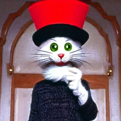 Image similar to live action cat in the hat in the film the shining