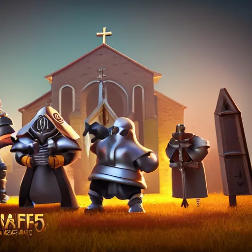 Prompt: ⛪, clash royal style characters, unreal engine 5, octane render, detailed, cinematografic, cinema 4 d