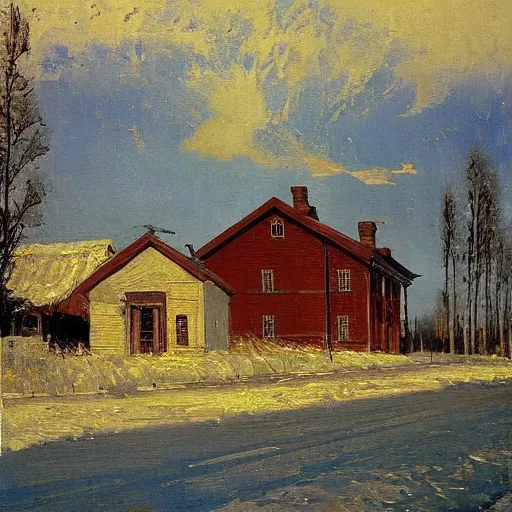 Prompt: a house by isaac levitan