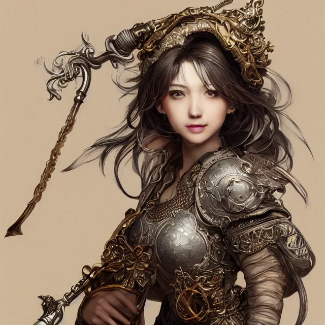 Image similar to studio portrait of neutral good colorful female cleric bard healer as absurdly beautiful, elegant, young skinny gravure idol, ultrafine hyperrealistic detailed face illustration by kim jung gi, irakli nadar, intricate linework, sharp focus, bright colors, matte, octopath traveler, final fantasy, unreal engine highly rendered, global illumination, radiant light, intricate environment