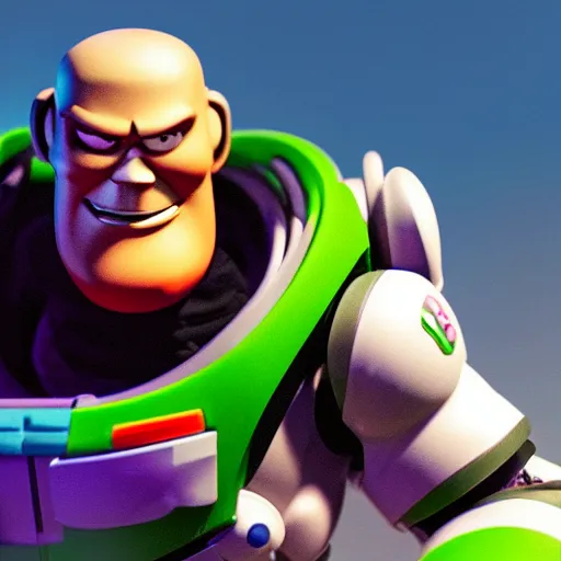 Image similar to doom guy as a pixar character in toy story, 4k, high detail, high-resolution photograph, professional photography, ultra-detail