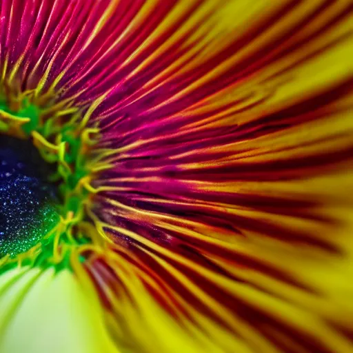 Prompt: Liminal space in outer space, flower macro photography, extreme close up