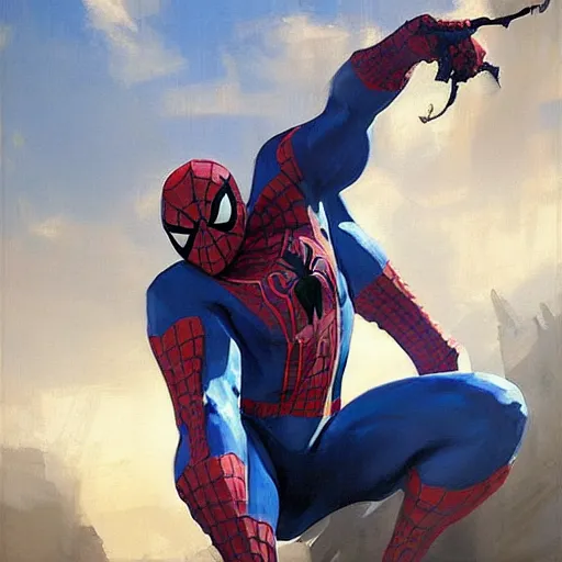 Prompt: greg manchess portrait painting of partially armored spiderman with exo - skeleton as overwatch character, medium shot, asymmetrical, profile picture, organic painting, sunny day, matte painting, bold shapes, hard edges, street art, trending on artstation, by huang guangjian, gil elvgren, ruan jia, greg rutkowski, gaston bussiere