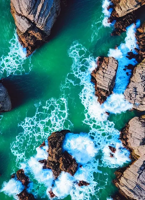 Image similar to nature landscape, aerial view, drone photography, cinematic, mountains and ocean