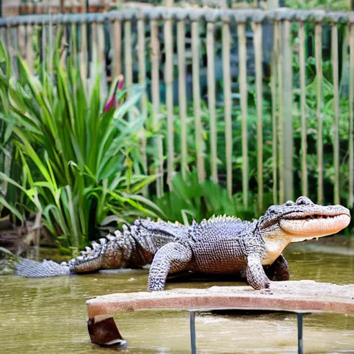 Image similar to baby in the alligator enclosure