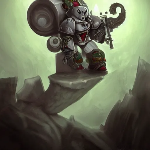 Image similar to cute white mouse in the style of warhammer 4 0 k, epic, concept art, trending on artstation