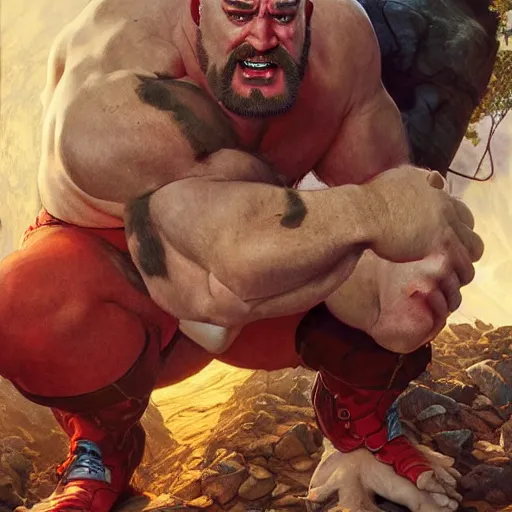 Prompt: david koechner as zangief from street fighter, spinning, ultra realistic, concept art, intricate details, eerie, highly detailed, photorealistic, octane render, 8 k, unreal engine. art by artgerm and greg rutkowski and magali villeneuve and alphonse mucha