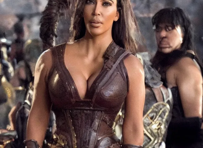 Image similar to movie still of kim kardashian as xena