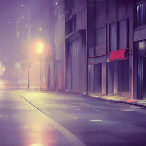 Prompt: empty street at night, after hours, sadness, by wlop