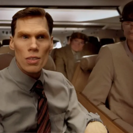 Image similar to Live Action Still of Jerma985 in Airplane!, real life, hyperrealistic, ultra realistic, realistic, highly detailed, epic, HD quality, 8k resolution, body and headshot, film still