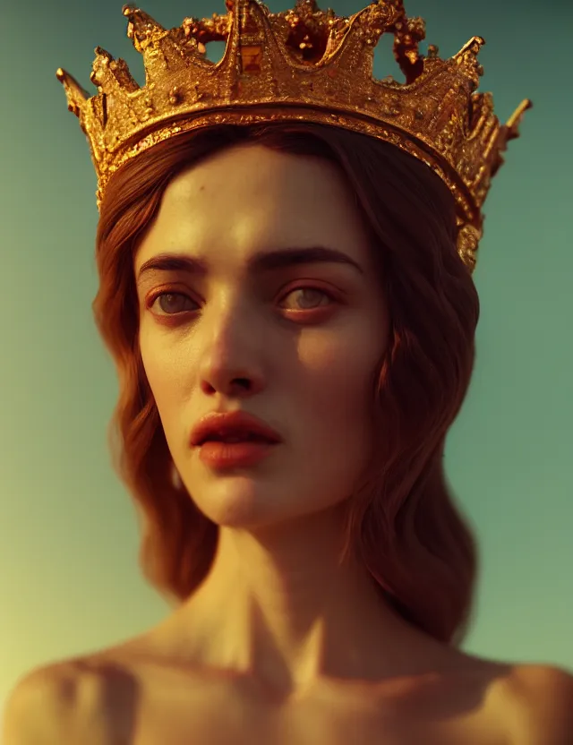 Image similar to blurred background. close-up portrait of a goddess in crown, by Aykut Aydogdu by Anka Zhuravleva and Alena Aenami, Atey Ghailan, octane render, unreal engine, cinematic counter light, high detail, octane render, 4k