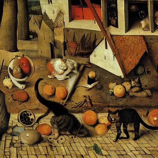 Prompt: cat by pieter bruegel