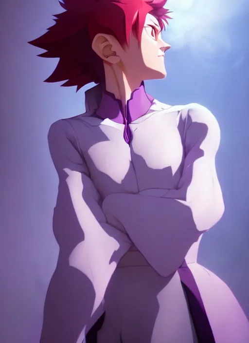 Prompt: portrait of moira as hisoka from hunter x hunter, coherent, medium shot, waist up, studio ghibli pixar and disney animation sharp unreal engine 5, anime key art by greg rutkowski, bloom, dramatic lighting