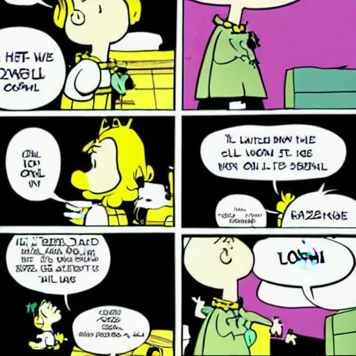 Prompt: loki by charles m. schulz comic