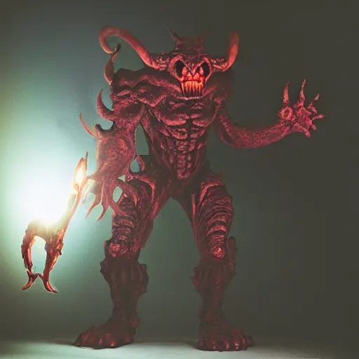 Prompt: cacodemon from doom eternal, analog photography