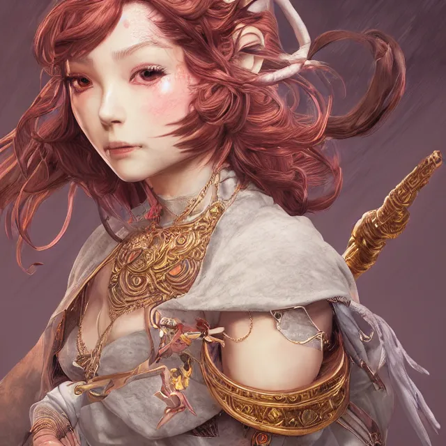 Prompt: the portrait of neutral good colorful female cleric bard as absurdly beautiful, gorgeous, elegant, skinny young gravure idol, an ultrafine hyperdetailed illustration by kim jung gi, irakli nadar, intricate linework, sharp focus, bright colors, octopath traveler, final fantasy, unreal engine 5 highly rendered, global illumination, radiant light, detailed and intricate environment