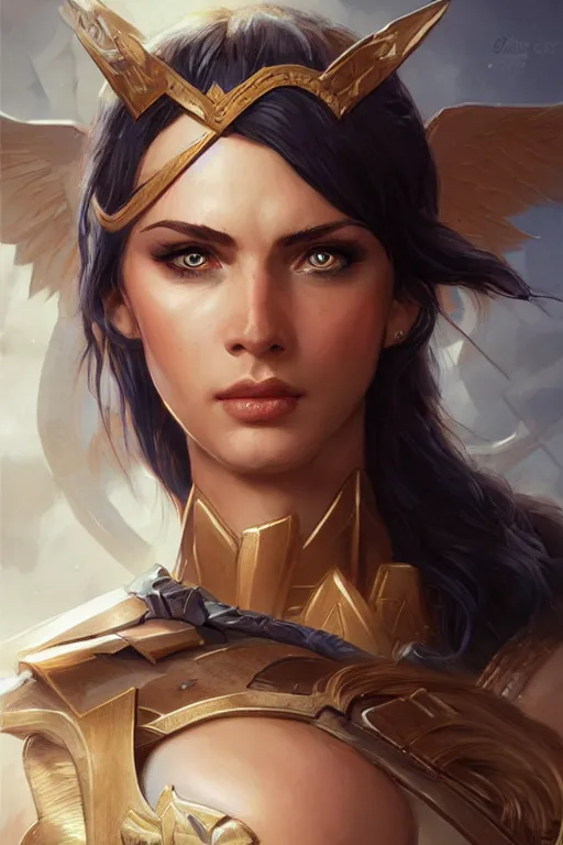 Image similar to amazon valkyrie athena, d & d, fantasy, portrait, highly detailed, headshot, digital painting, trending on artstation, concept art, sharp focus, illustration, art by artgerm and greg rutkowski and magali villeneuve