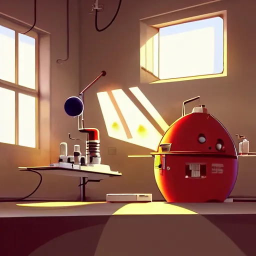 Prompt: goro fujita ilustration a science laboratory, tools for science research, explosion of the chemicals, small streaks of light through, painting by goro fujita, sharp focus, highly detailed, artstation