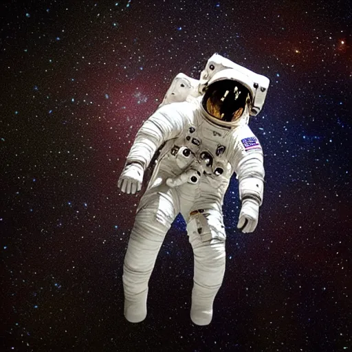 Image similar to astronaut in outer space lit from below, face dark