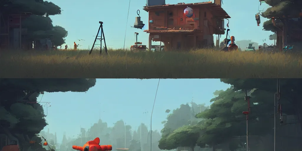 Image similar to a painter by Goro Fujita and Simon Stalenhag , 8k, trending on artstation, hyper detailed, cinematic