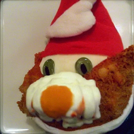 Image similar to “ garfield the cat dressed as a gnome eating lasagna ”