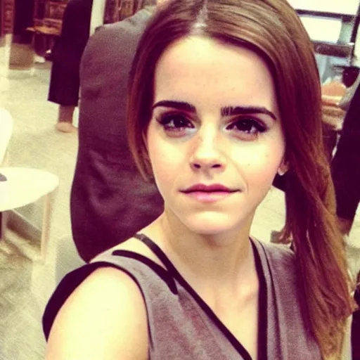 Prompt: a woman who is a combination of emma watson and kim kardashian, selfie