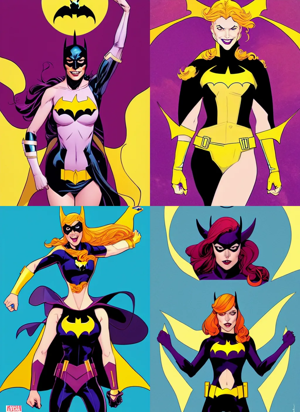 Prompt: in the style of Joshua Middleton comicbook cover art, Batgirl, fun pose Symmetrical body, smile