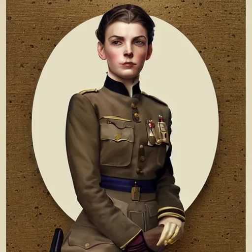 Image similar to full body portrait of addison rae in nazi female uniform, intricate, elegant, highly detailed, digital painting, artstation, smooth, sharp focus, illustration, art by artgerm and greg rutkowski and alphonse mucha, 8 k