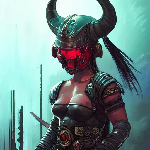 Image similar to cyberpunk viking helmet mask warrior goddess robot ninja fantasy, art gta 5 cover, official fanart behance hd artstation by jesper ejsing, by rhads, makoto shinkai and lois van baarle, ilya kuvshinov, ossdraws