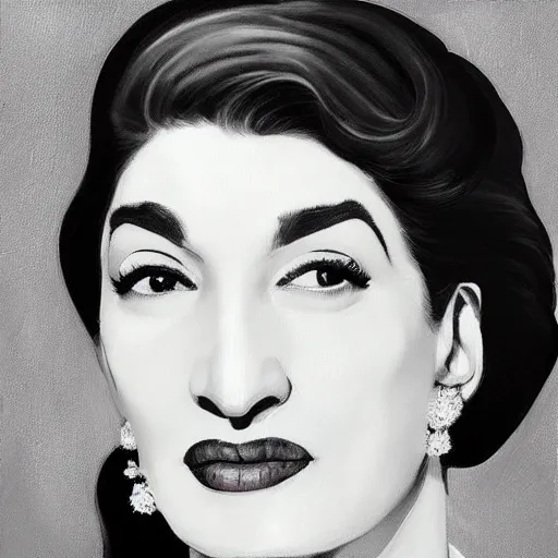 Prompt: “ a vintage portrait painting of maria callas, artstation, highly detailed ”