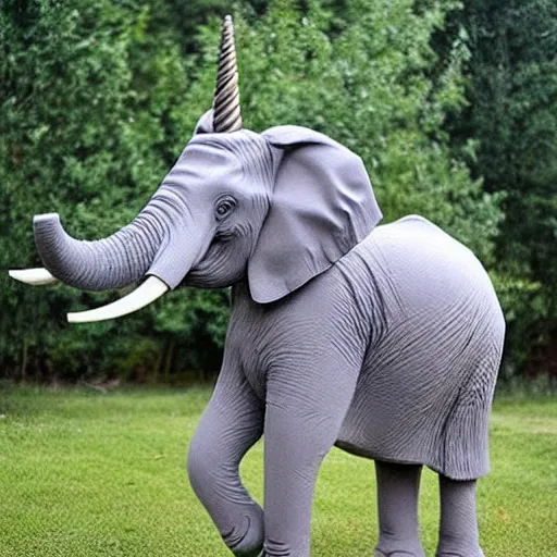 Image similar to elephant unicorn hybrid.