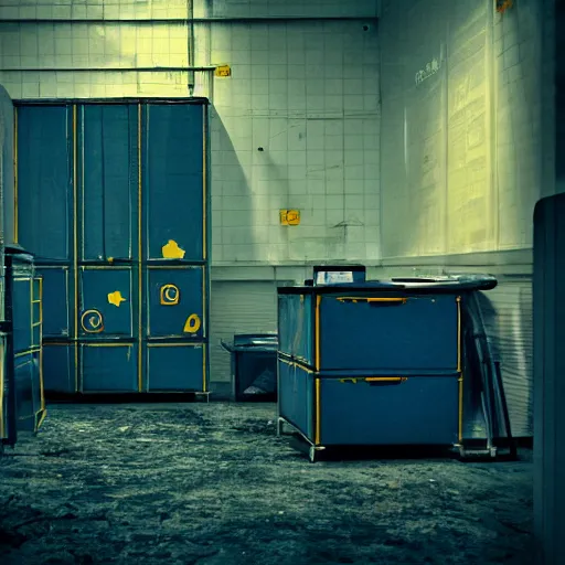 Prompt: ikea Backrooms, sinister, professional photography, weird, spooky, unearthly, dream-like, intricate, decomposition, urgh, strange, blue and yellow