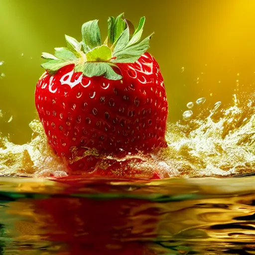 Image similar to advertise photo of strawberry, splash underwater! photoshop edit, golden ratio