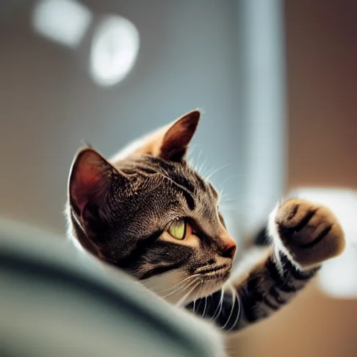 Prompt: a cat giving a thumbs up, realistic, photograph