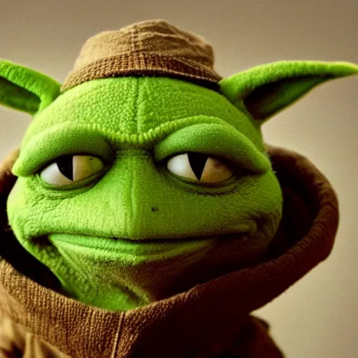 Image similar to photo of hybrid of kermit the frog and yoda