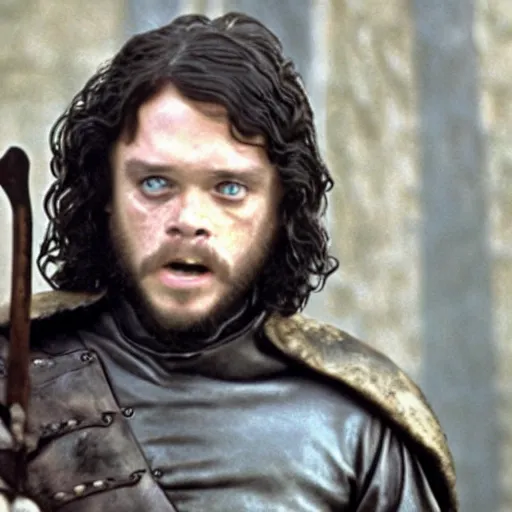 Prompt: movie still of mark hamill as john snow in game of thrones ( 1 9 7 9 )