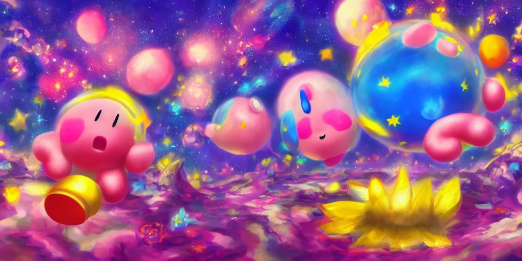 Prompt: Kirby's Dreamland, macro photography, artstation