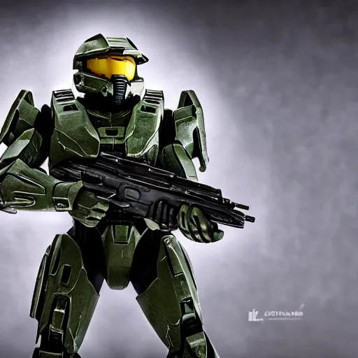 Image similar to professional photo of the master chief from halo in the style of the movie lone survivor nikon d 8 0 6 0 mm lens, cinematic lighting and shadows