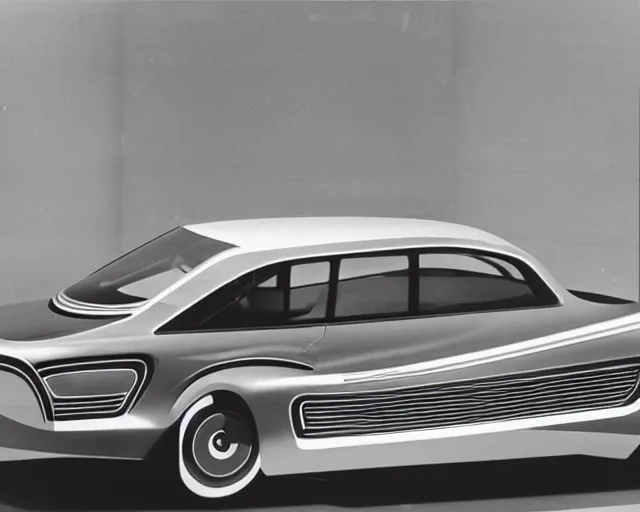 Image similar to car inspired by Art Deco architecture, 1960s