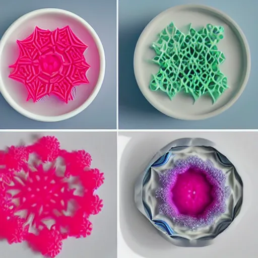 Image similar to delicious 3d printed candy sugars making fractal patterns out of printed sugar