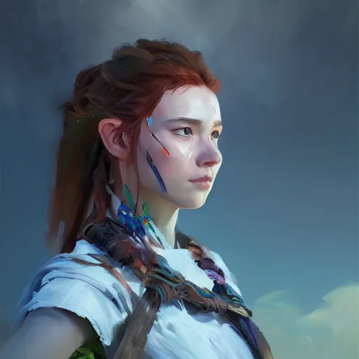 Image similar to Aloy Horizon Zero Dawn, digital painting by Yanjun Cheng, portrait , cinematic lighting, highly detailed, concept art, Atmosphere, illustration, smooth, sharp focus, editor's pickup, trending on artstation, trending on deviantart