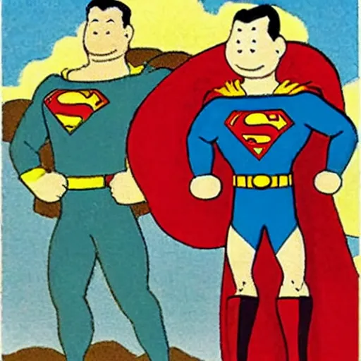 Prompt: superman, tintin in tibet