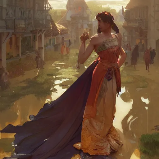 Image similar to A woman is humiliated by an entire village. Elegant, intricate, digital painting, artstation, concept art, smooth, sharp focus, illustration, art by artgerm and greg rutkowski and alphonse mucha