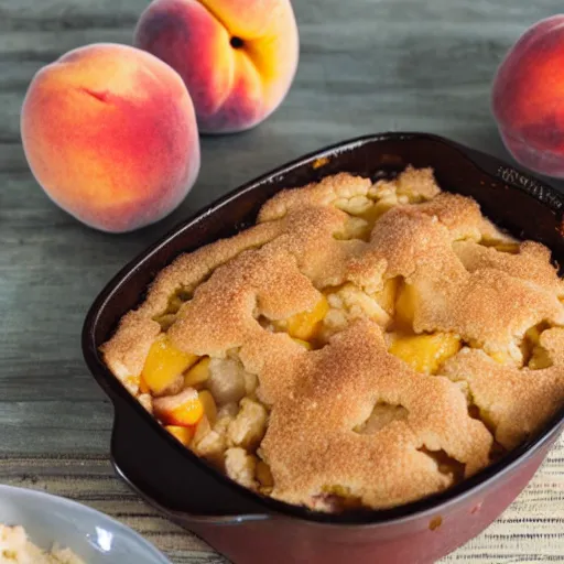 Prompt: extremely appetizing peach cobbler