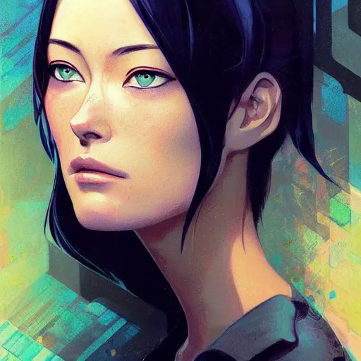 Image similar to olivia wilde, very very anime!!!, fine - face, realistic shaded perfect face, fine details. anime. realistic shaded lighting poster by ilya kuvshinov katsuhiro otomo ghost - in - the - shell, magali villeneuve, artgerm, jeremy lipkin and michael garmash and rob rey