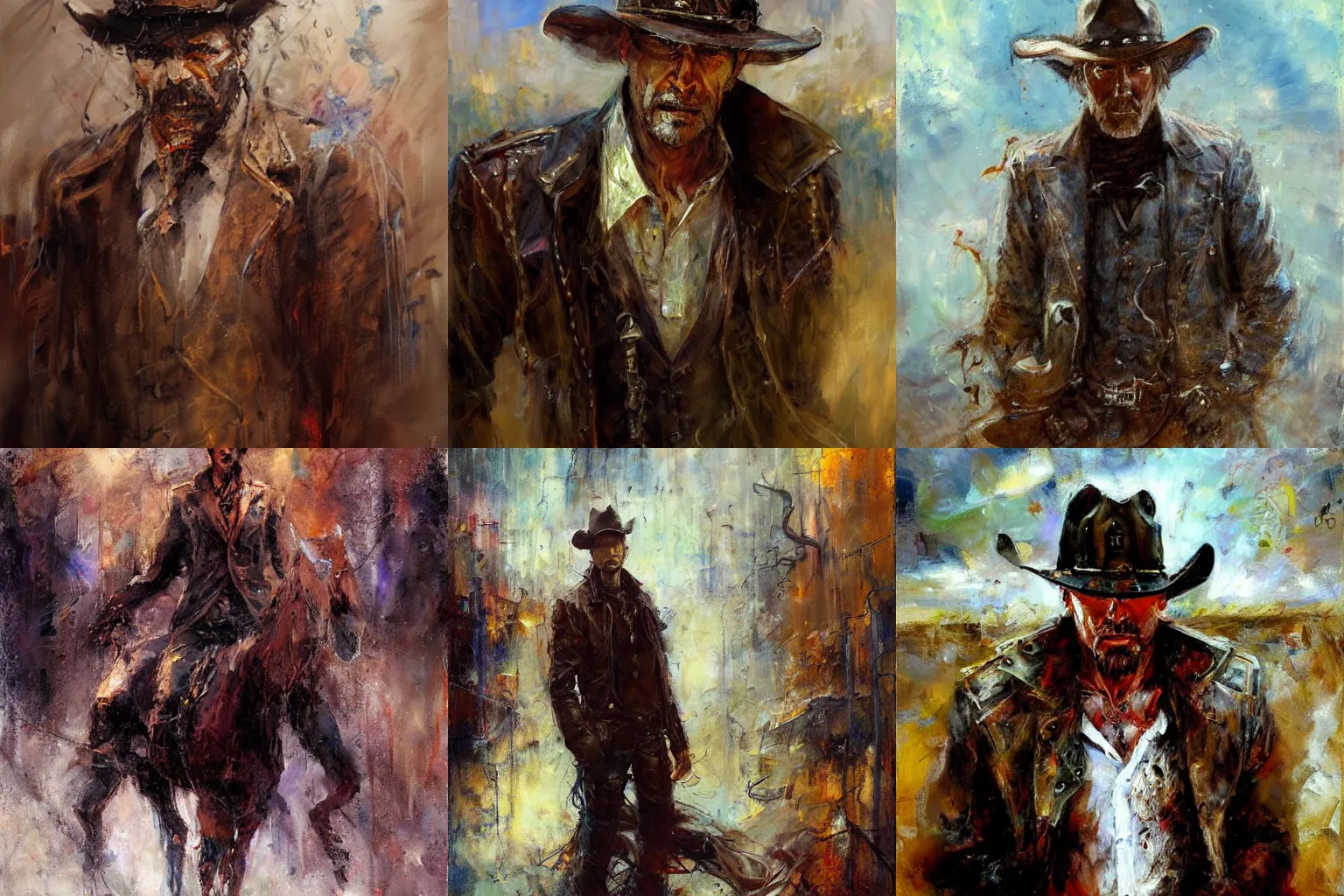 Prompt: portrait of a corrupted eldritch cowboy in a scenic environment by henry asencio, steampunk, lovecraftian, oldwest