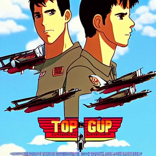 Image similar to top gun by studio ghibli