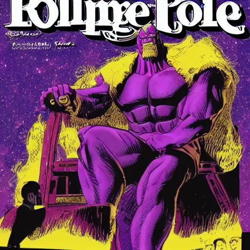 Image similar to thanos in the cover of rolling stone magazine