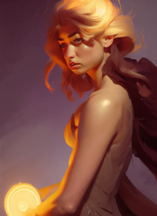 Image similar to side portrait, imogen poots, paladin, gloomhaven, soft, smooth, luminescent, by greg manchess, huang guangjian, gil elvgren, sachin teng, greg rutkowski, jesper ejsing, rhads, ilya kuvshinov, cushart krenz